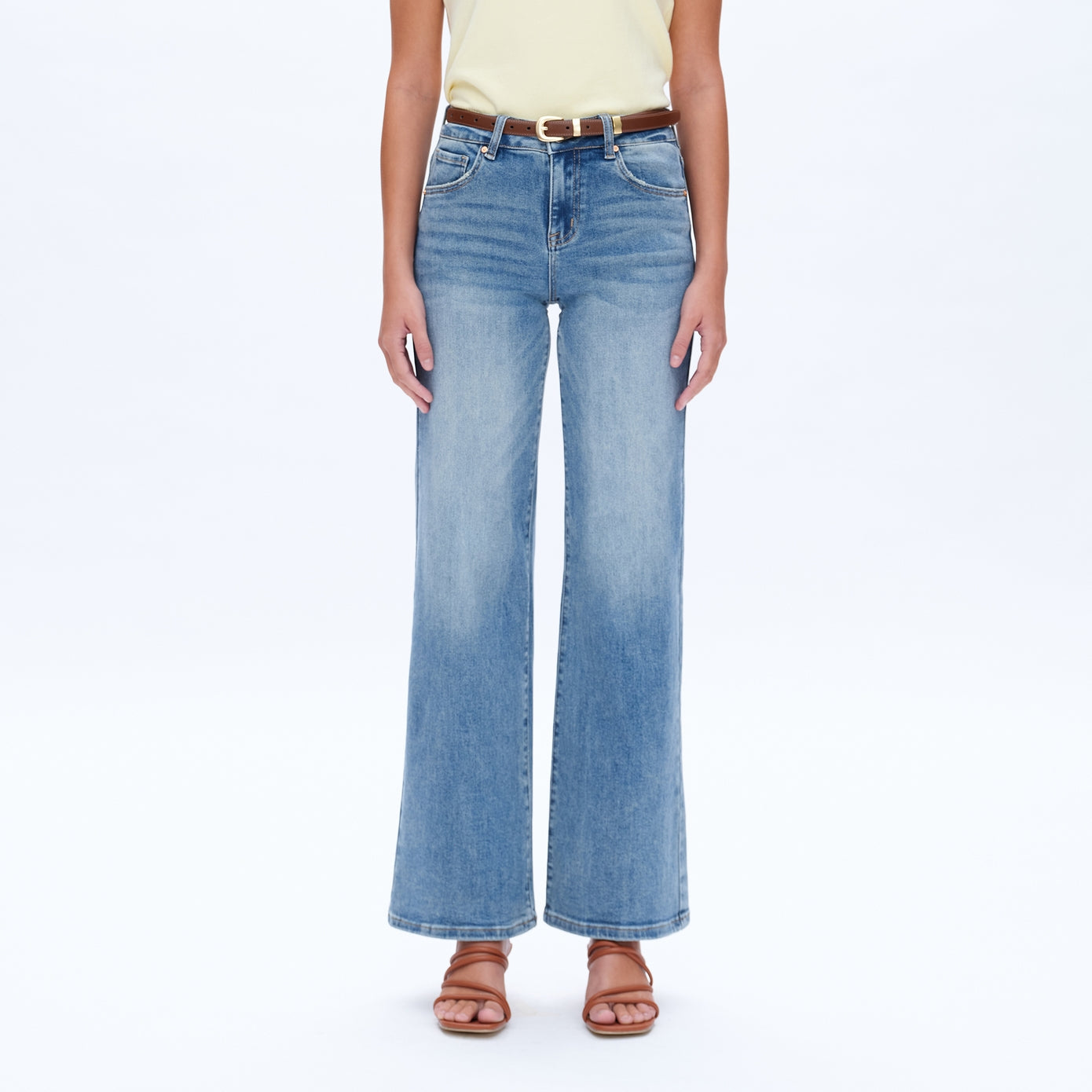Mid Rise Straight Leg Jeans