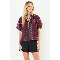 Polka Dot Puff Sleeve Top
