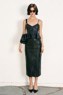 Faux Leather Midi Skirt