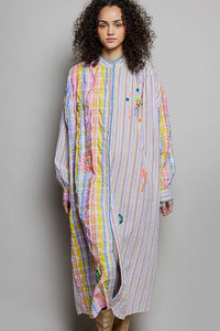Colorful Embroidered Woven Dress