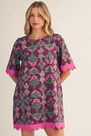 Scallop Edge Baroque Mini Dress