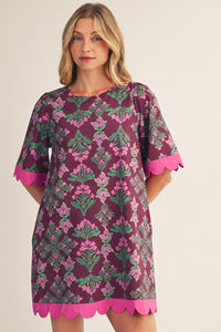 Scallop Edge Baroque Mini Dress
