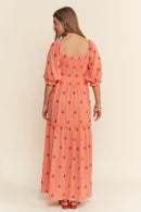 Floral Embroidered Gauze Maxi Dress