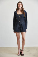 Denim Long Sleeve Romper