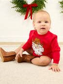 Baby Giddy Up Santa Applique Bubble Romper