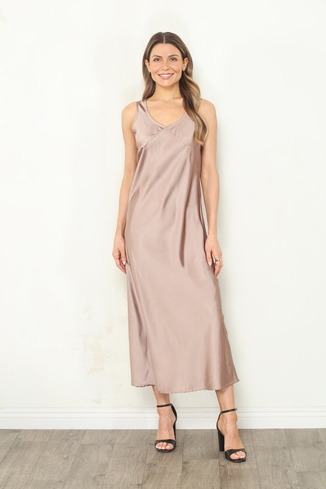 Satin Bias Maxi Dress