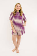 Women's Plum Stripe Slouchy Set