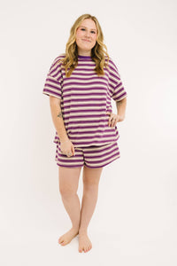 Women's Plum Stripe Slouchy Set