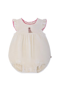 Puppy Chic Embroidered Bubble Romper