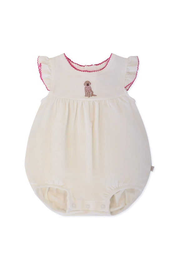 Puppy Chic Embroidered Bubble Romper