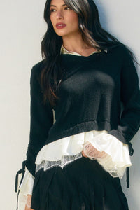 Satin Trim Sweater