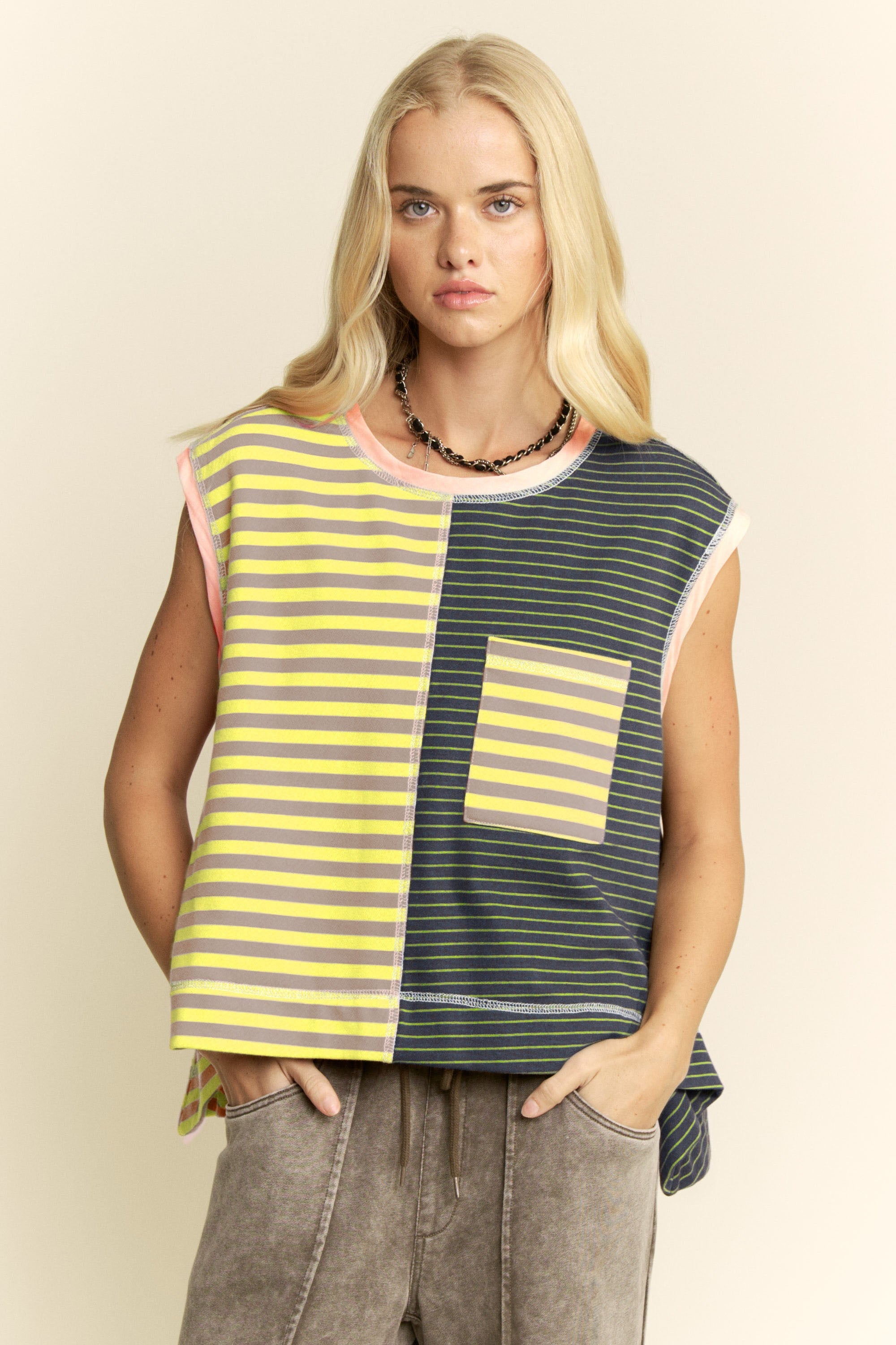 Striped Colorblocked Tank