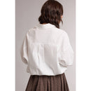 White Cropped Bubble Button-Down