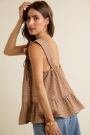 Gingham Floral Applique Top