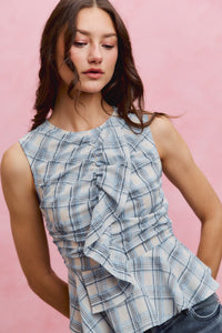 Plaid Ruffle Peplum Top