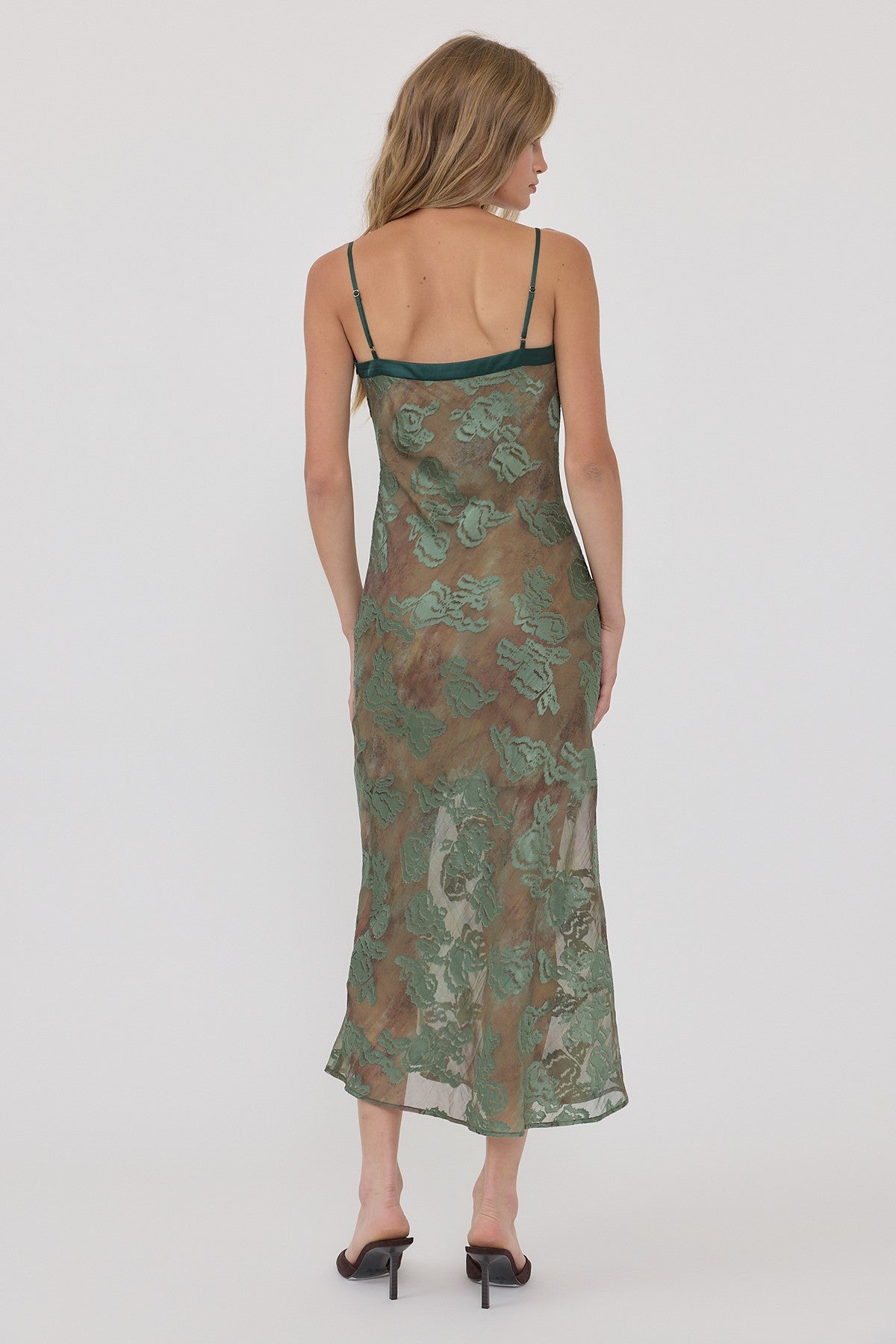 Floral Jacquard Midi Slip Dress