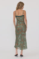 Floral Jacquard Midi Slip Dress