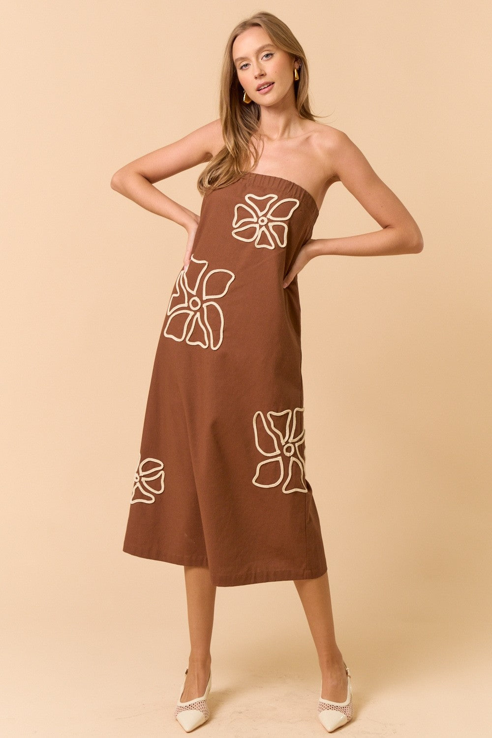 Embroidered Tube Maxi Dress
