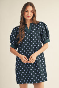Puff Sleeve Polka Dot Mini Dress