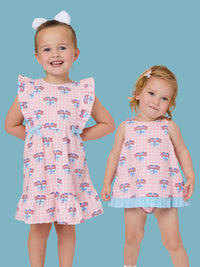Patriotic Gingham Ruffle Swing Top & Bloomer Set