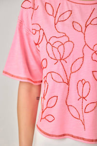 Floral Beaded Relaxed Tee