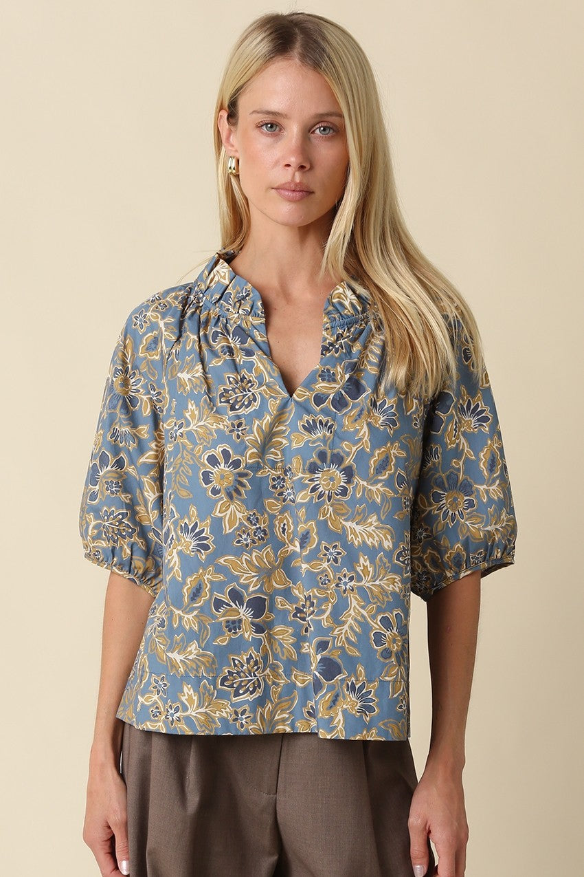 Floral Puff Sleeve Blouse