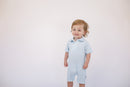 Blue Gingham Short Sleeve Polo Romper