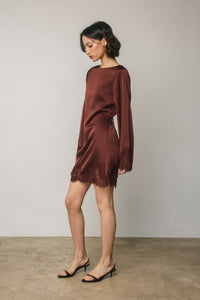 Lace Detailed Satin Mini Dress