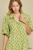 Puff Sleeve Floral Mini Dress