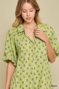 Puff Sleeve Floral Mini Dress