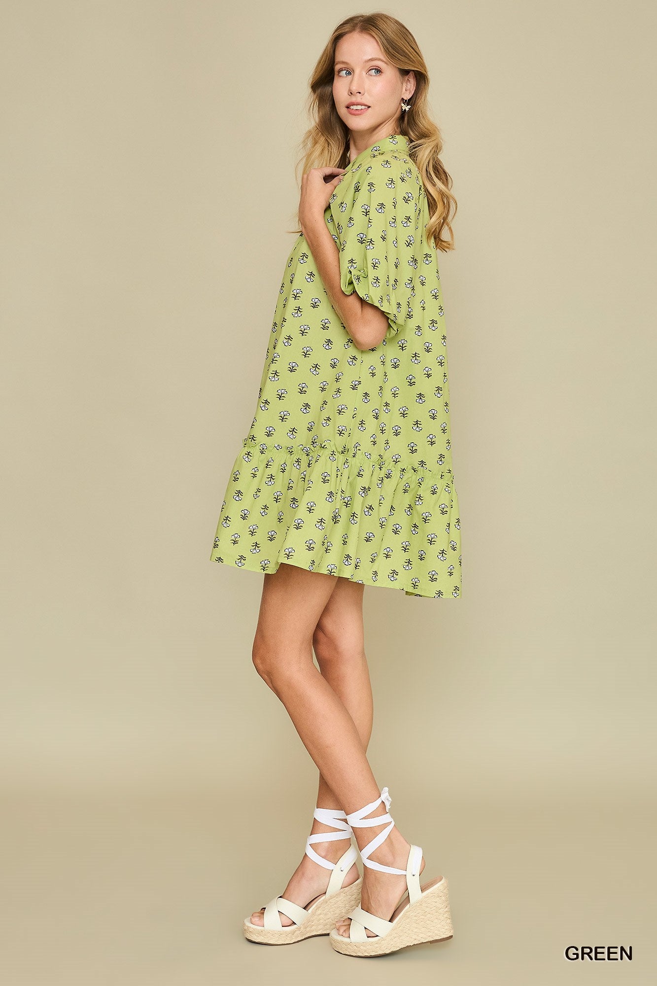 Puff Sleeve Floral Mini Dress