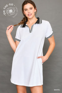 Contrast Collar White Dress