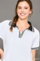 Contrast Collar White Dress