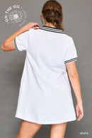 Contrast Collar White Dress