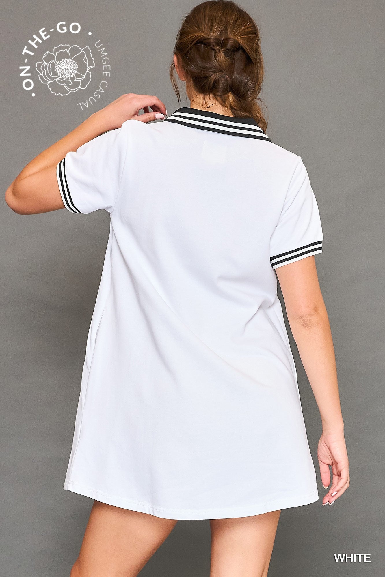 Contrast Collar White Dress