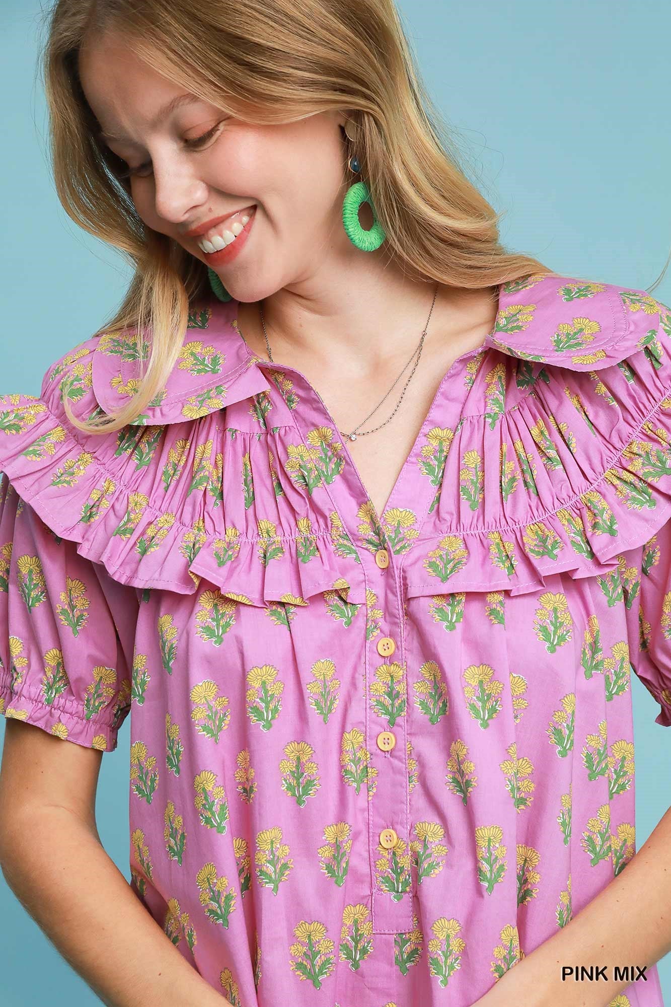 Ruffled Floral Mini Dress