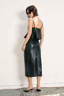 Faux Leather Midi Skirt
