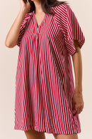 Striped Deep V-neck Dress