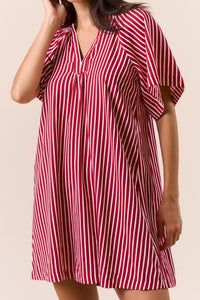 Striped Deep V-neck Dress