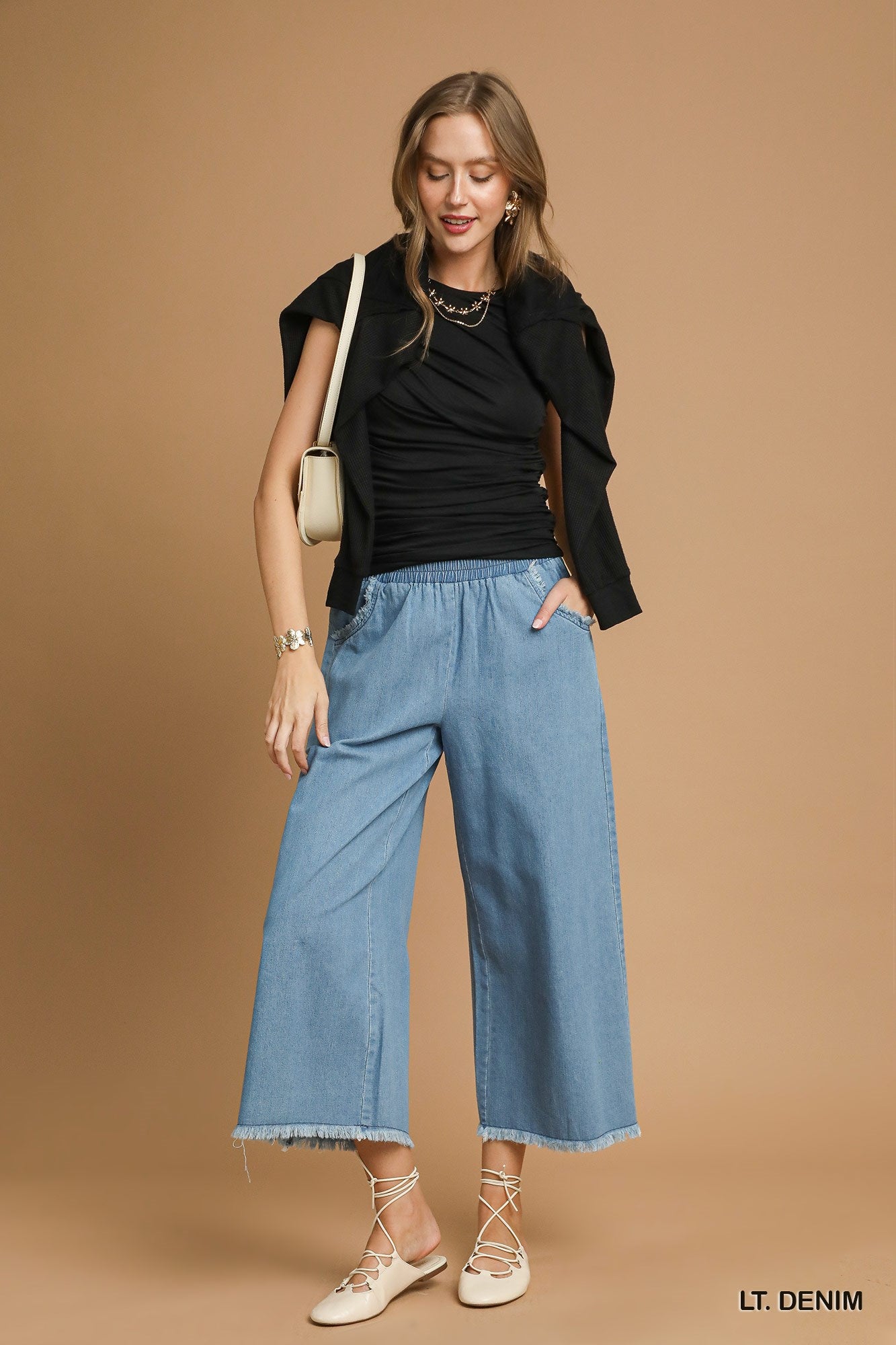 Raw Hem Chambray Pants