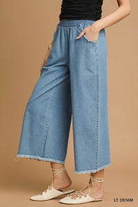 Raw Hem Chambray Pants