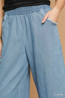 Raw Hem Chambray Pants