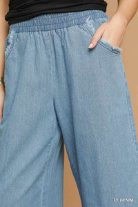 Raw Hem Chambray Pants