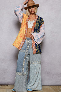 Floral Printed Berber Sweater Cardigan