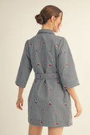 Embroidered Striped Dress