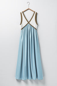 Contrast Empire Waist Maxi Dress