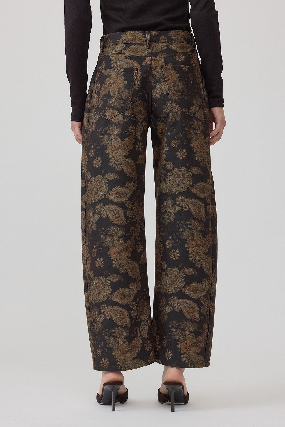 Dark Floral Barrel Jeans