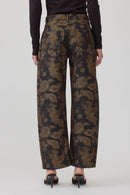 Dark Floral Barrel Jeans