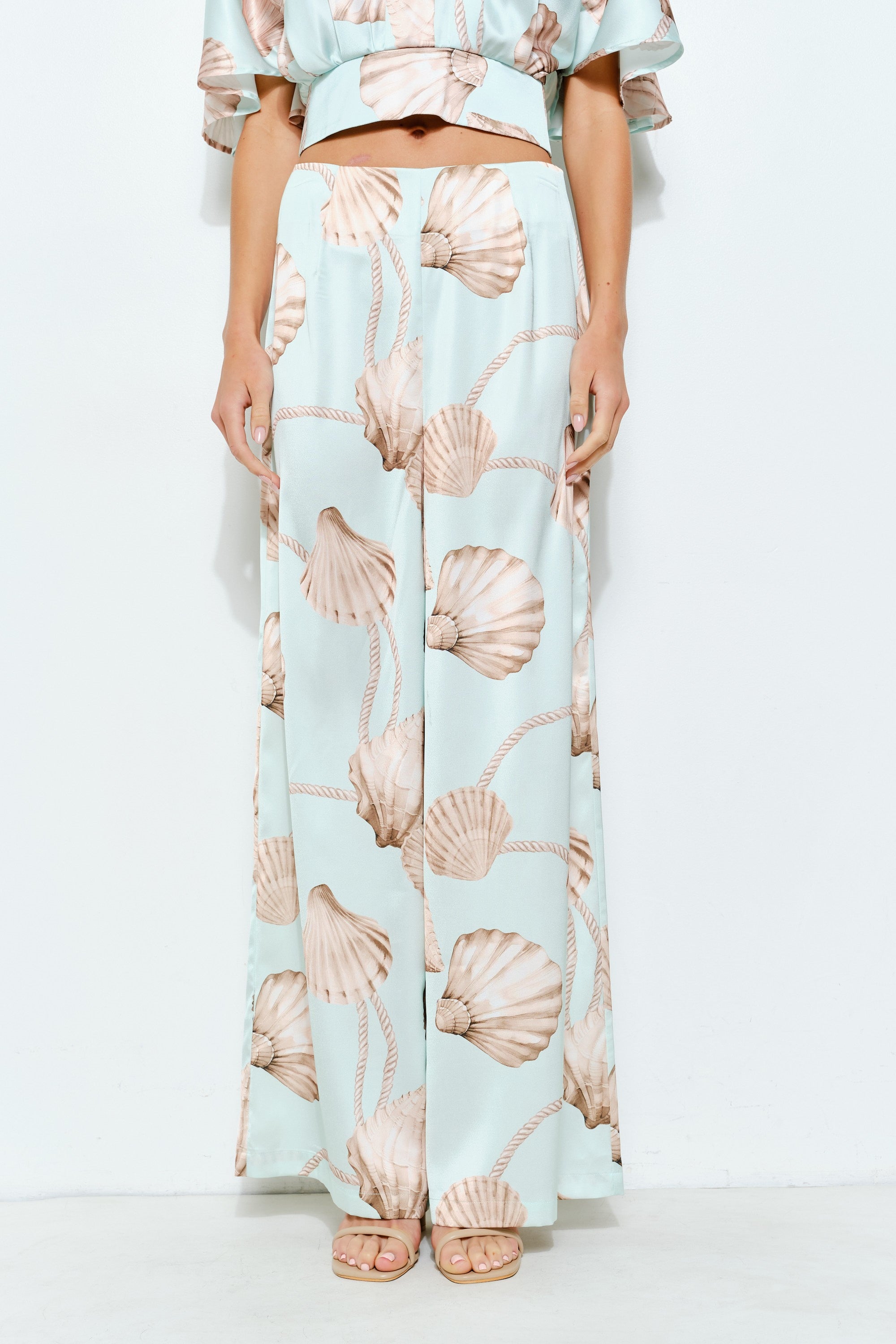 Satin Shell Print Pants