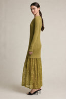 Rib Knit Lace Combo Maxi Dress